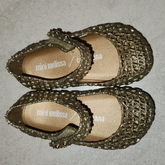 Mini Melissa Sparkling Gold Dress Shoes - Picture 5 of 5